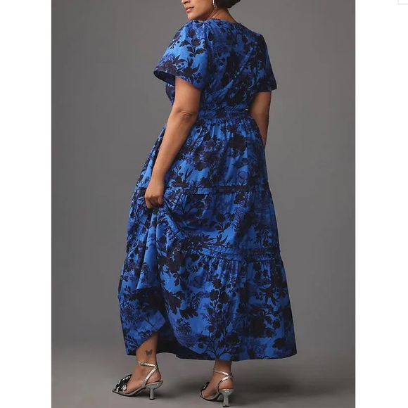 NWT Anthropologie Somerset blue black floral dress - Picture 2 of 9